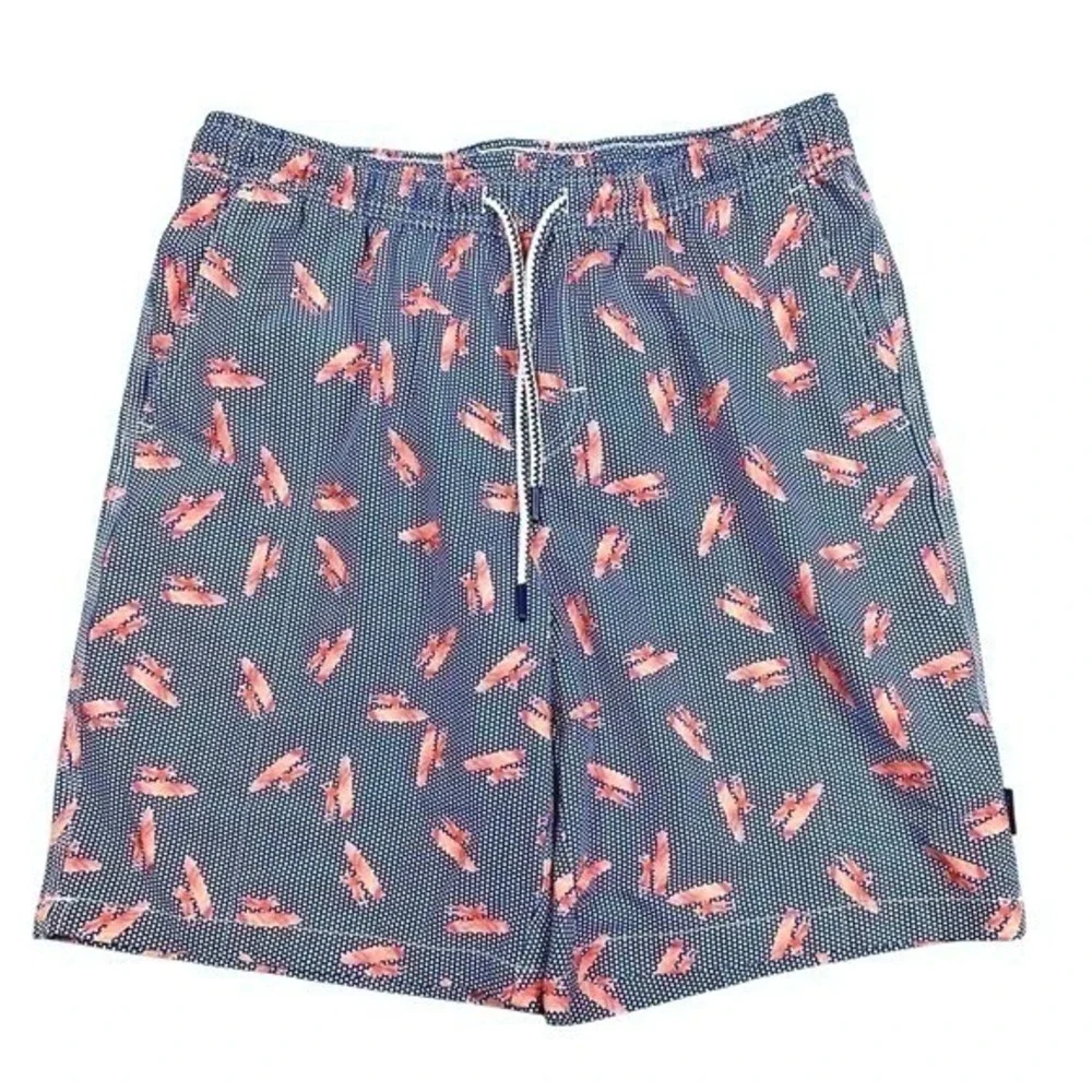Johnnie-O Jr Surf Shorts Boys 16 Blue Orange Swim Trunks Lined Beach Vacation